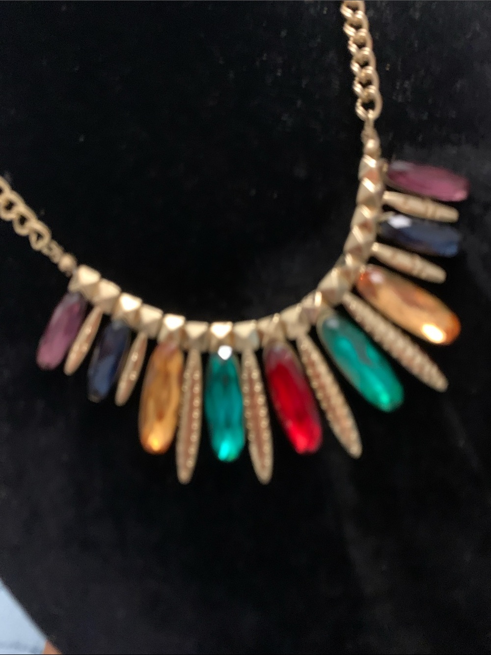 Gold-Tone Multicolor Teardrop Pendant Necklace - Picture 4 of 4